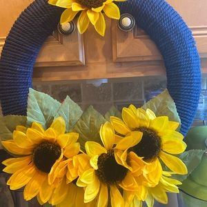Navy Cotton Sunflower Wreath